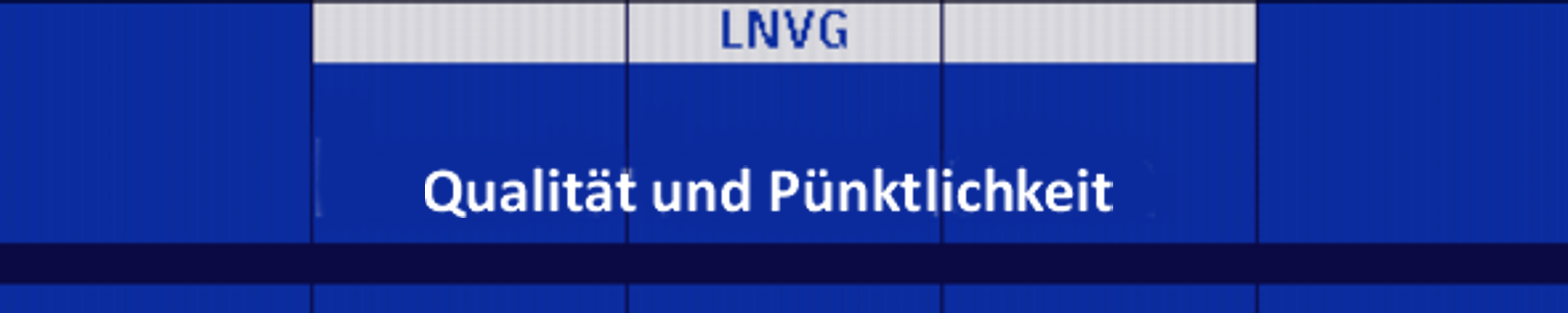 Nachahmung eines Zugzielanzeigers mit der Textanzeige: Qualität und Pünktlichkeit 